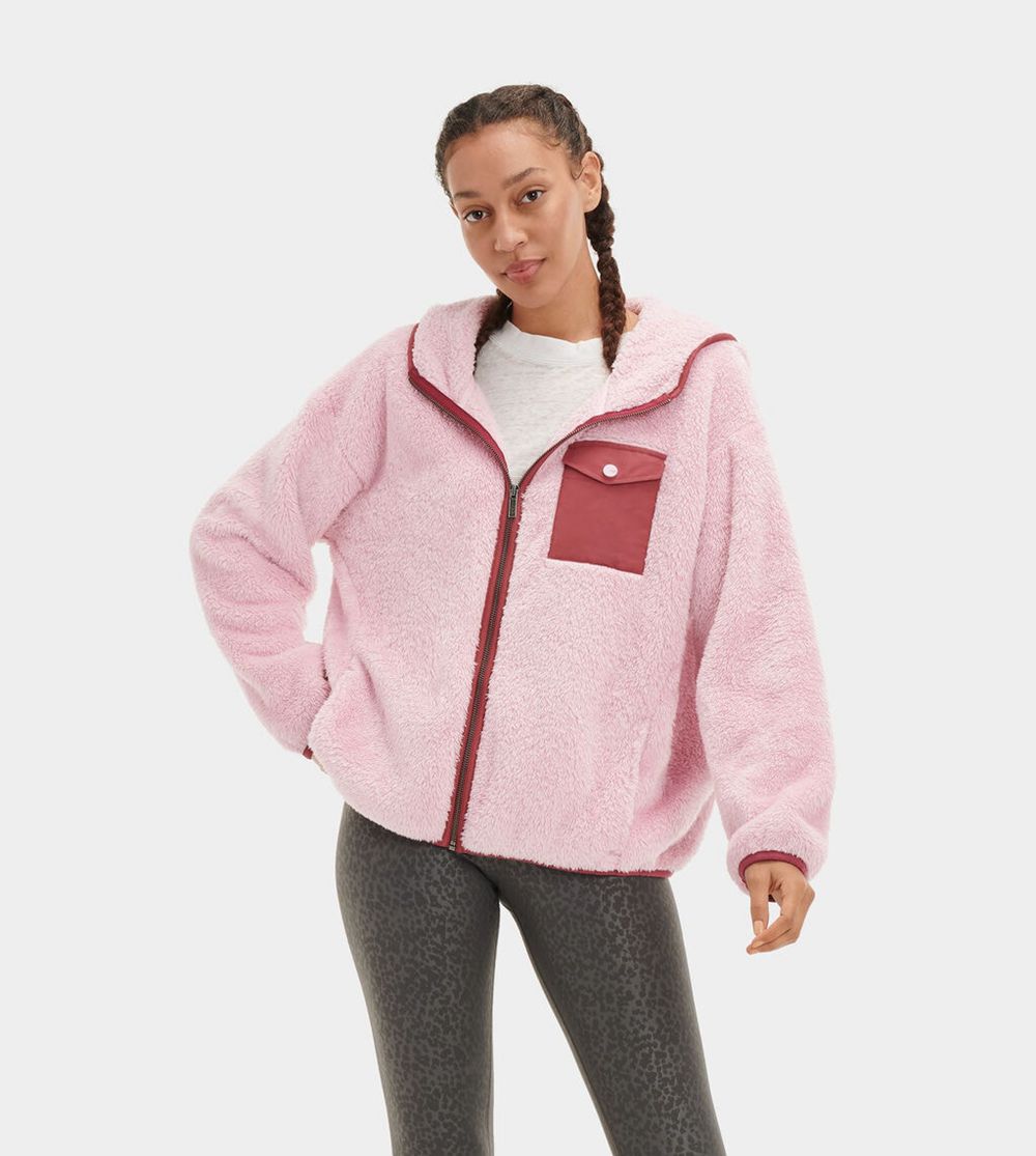 Ugg Hoodie Womens - Ugg Kadence Sherpa Pink - 741XQIYUR